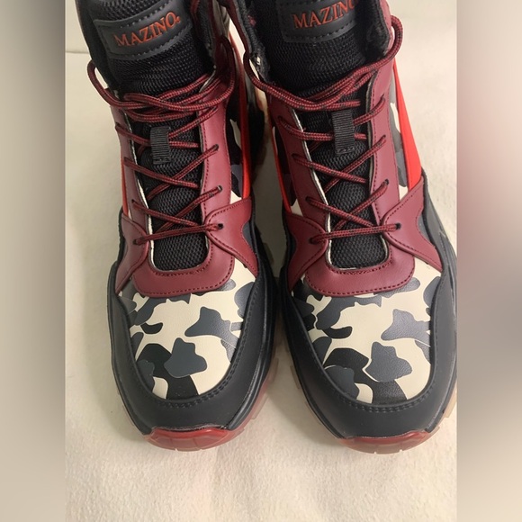 Mazino Wonderstone Sneakers Fashion Camo Sz 11 Mens High Top Burgundy 175 - Picture 11 of 15